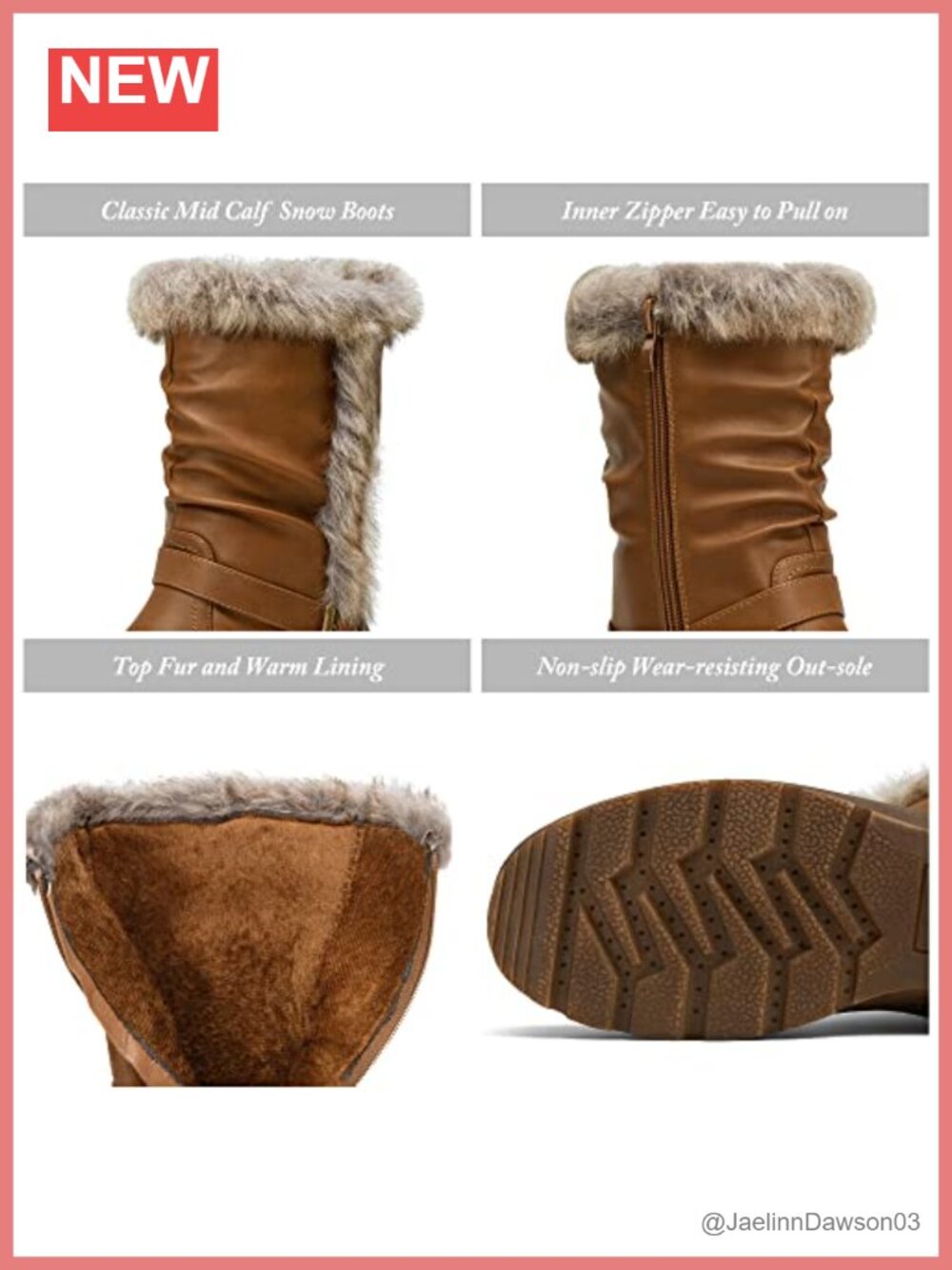 Vepose Women's Warm Mid Calf Winter Boots Fur Lined Side Zipper Lightweight - Picture 2 of 6